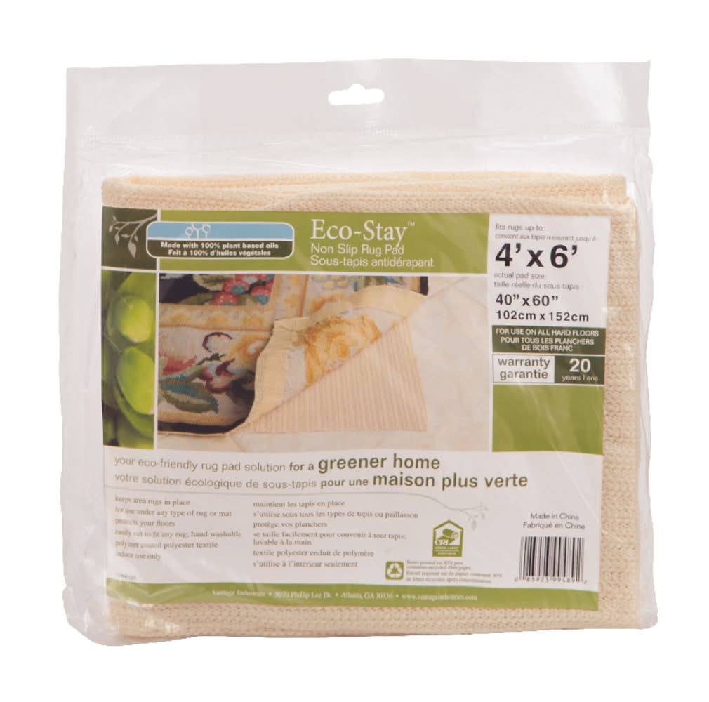 Con-Tact Eco Stay 4 Ft. W X 6 Ft. L Reversible Polyester Indoor Rug Pad