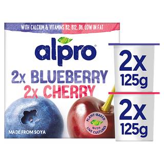 Alpro Blueberry & Cherry Yoghurt Alternative 4x125g