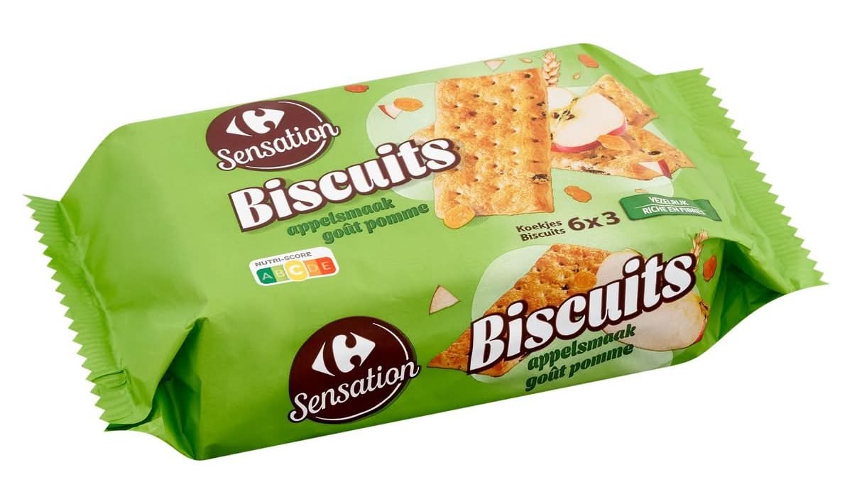Carrefour Sensation Biscuits Goût Pomme 6 x 3 Pièces 262 g