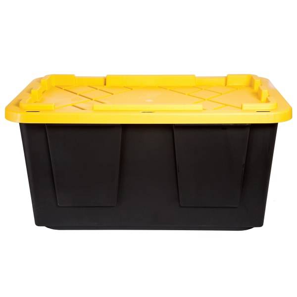 Greenmade Professional Storage Tote With Handles/Snap Lid, 27 Gallon, 30-1/10" X 20-1/4" X 14-3/4", Black/Yellow