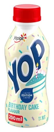 Yoplait Yop Drinkable Limited Edition Yogurt, Birthday Cake (200 ml)
