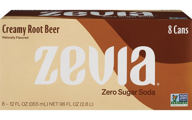 Zevia Zero Calorie Soda, Creamy Root Beer (8 x 12 fl oz)