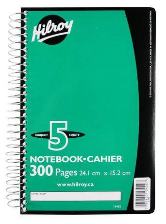 Hilroy 5 Subject Ruled Notebook (300 pages)
