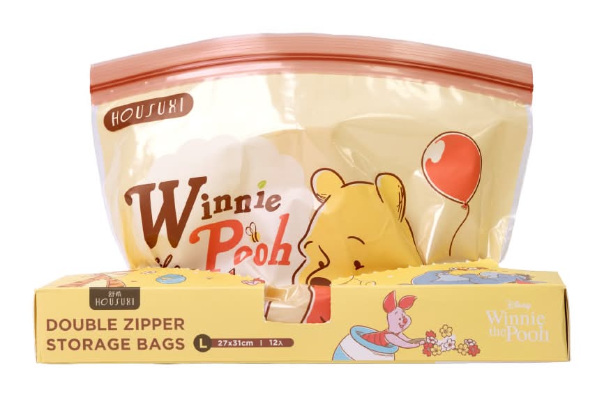 舒希-迪士尼小熊維尼系列-雙夾鏈保鮮袋L(A3)(12入/盒)