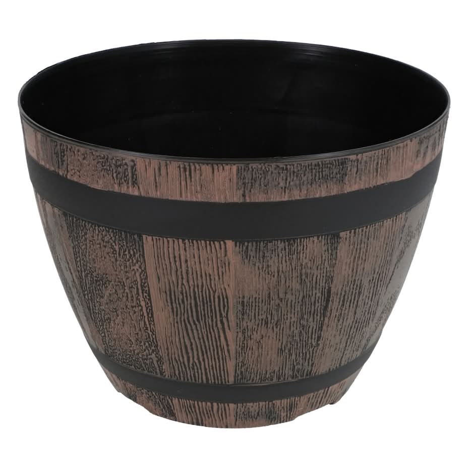Garden Collection Round Whiskey Barrel Shaped Planter