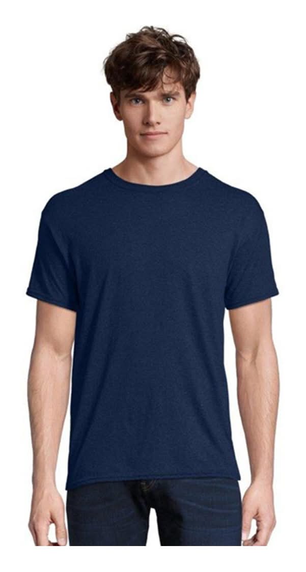 Hanes Wicking Short Sleeve T-Shirt, Men, 3X, Solid Navy Triblend