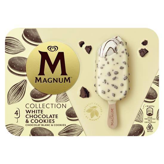 Magnum glace bâtonnet chocolat blanc & cookies 4x90ml - 296g