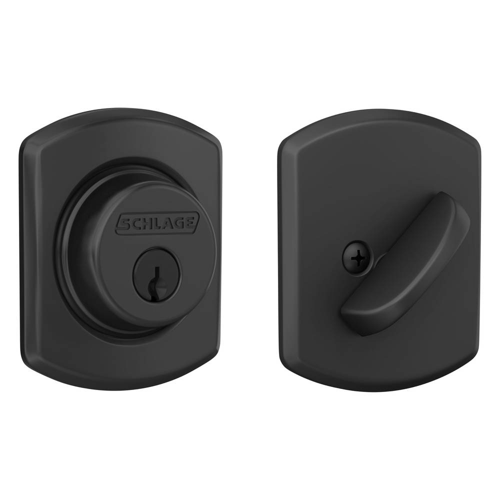 Schlage Single Cylinder Matte Black Single Cylinder Deadbolt | LOCK B60 N G GRW 622