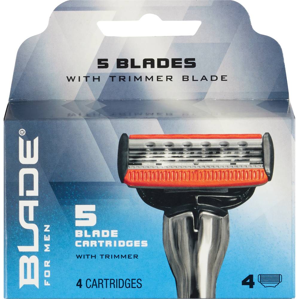 Blade Men's 5-Blade Razor Blade Refills with Trimmer Blade, 4 CT