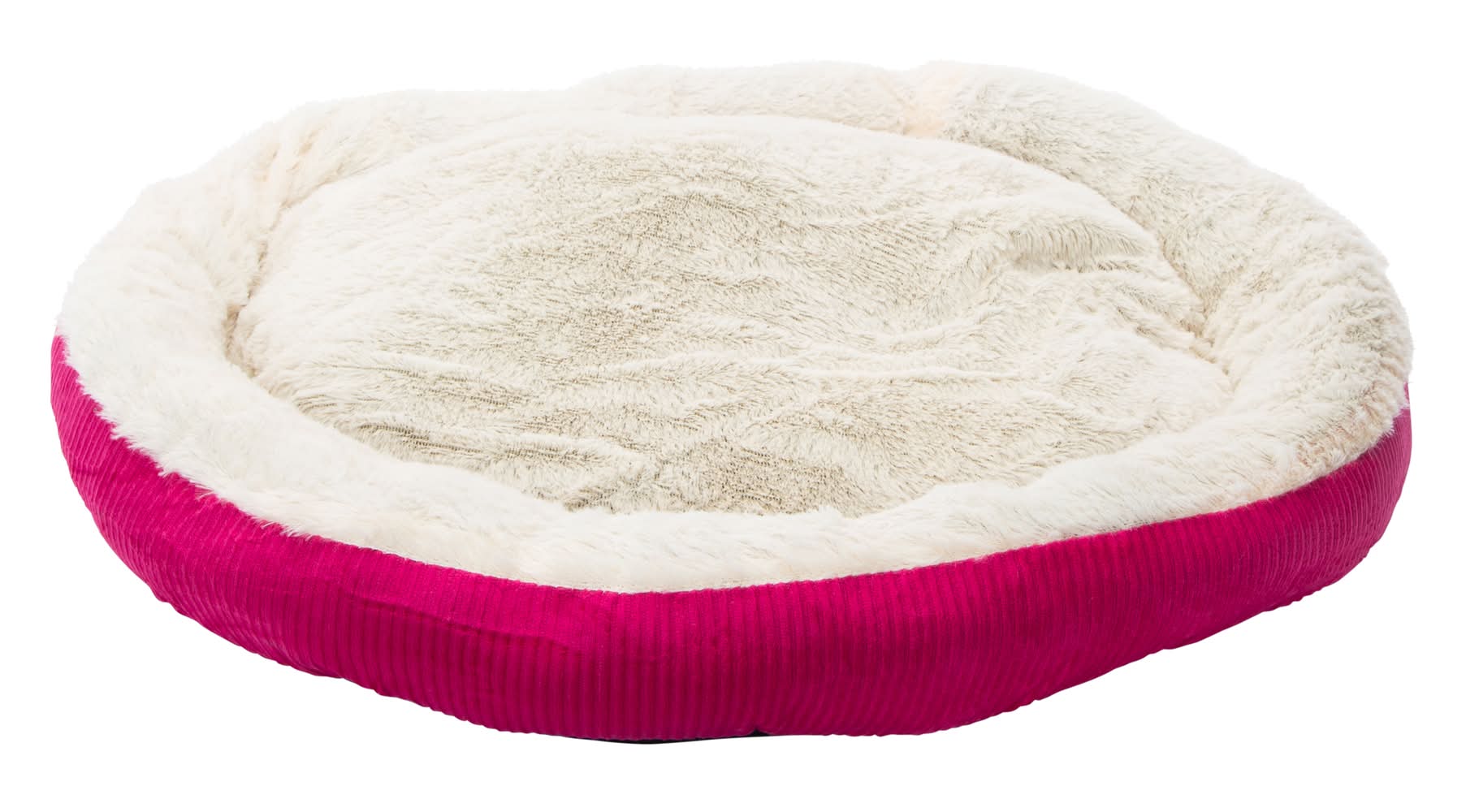 Round Corduroy Pet Bed 22in Hot Pink