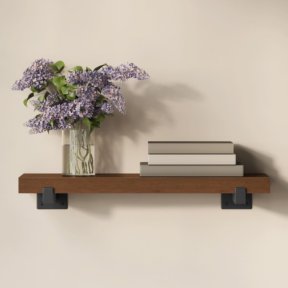 allen + roth 9-in D x 24-in L Dark Oak MDF Rectangular Floating shelf
