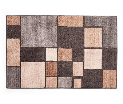 Gray & Taupe Color Block Accent Rug, (30" x 46")