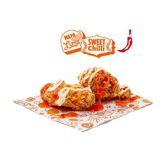 3 Alitas con salsa Mayo Lima & Sweet Chilli