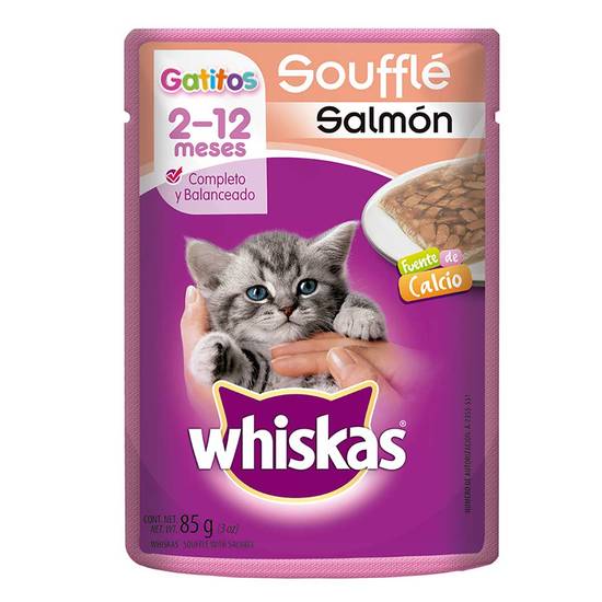 Whiskas alimento húmedo soufflé salmón gatitos (85 g)
