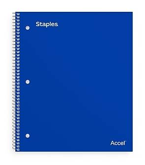 Staples Premium Wide Ruled Subject Notebook, Blue
