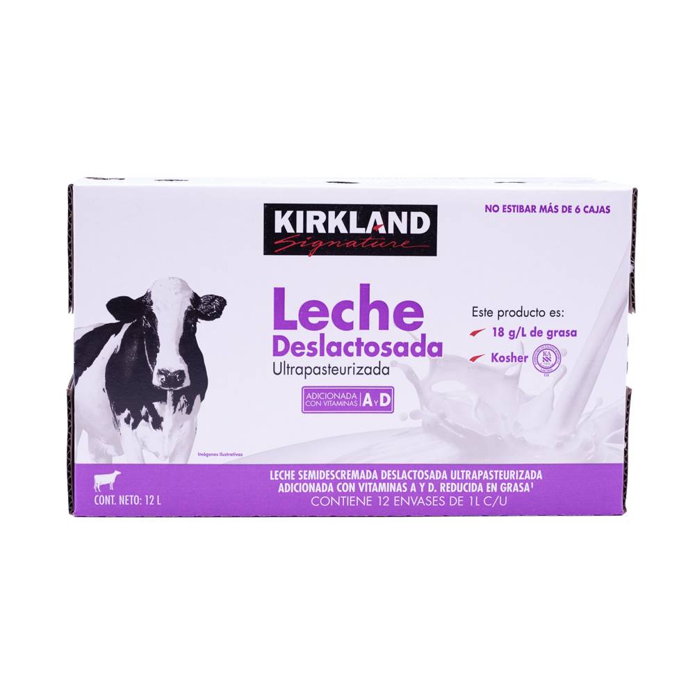 Kirkland Signature leche deslactosada (12 pack, 1 L)