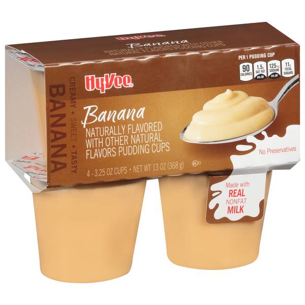 Hy-Vee Pudding Cups, Banana (13 oz)