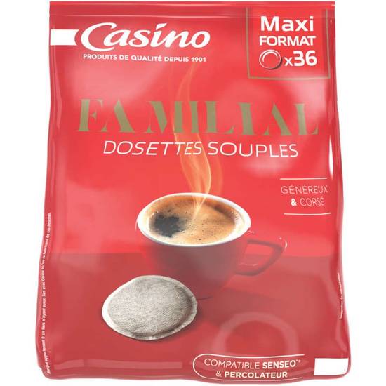 Casino Familial - Corsé Et Genereux - 36 Dosettes Souples - Café - 250G
