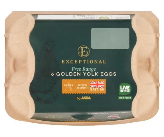 ASDA Exceptional Free Range Golden Yolk Eggs (6 pack)