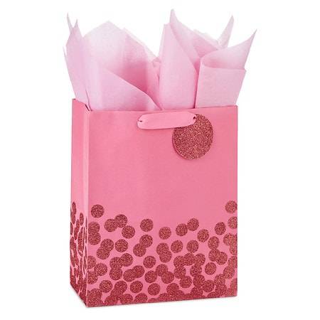 Hallmark Large Gift Bag With Tissue Paper, Pink Glitter Dot - 1.0 ea