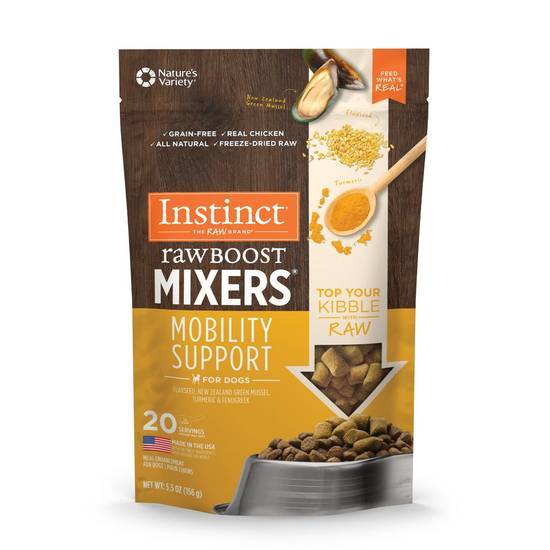 Instinct Freeze Dried Raw Boost Mixers Mobility Support Grain Free All Natural Dog Food Topper By Nature's Variety (5.5 oz)