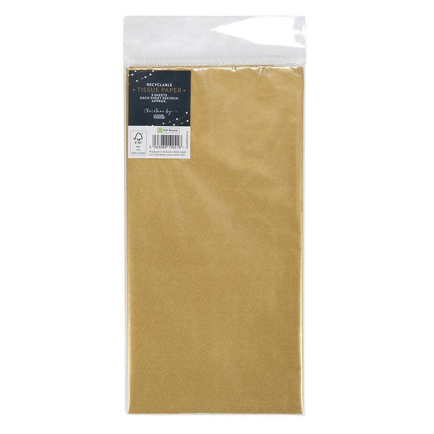 George Home 50x70 cm, Gold, Christmas Tissue Paper (5 pack)