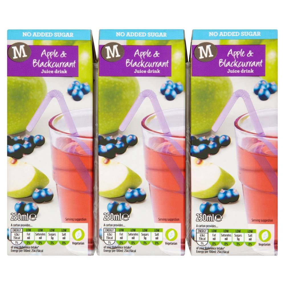 Morrisons Apple - Blackcurrant, Juice Drink (3 x 250ml)