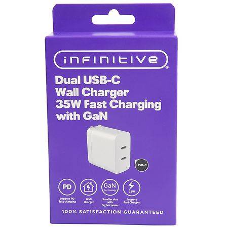 Infinitive Dual Usb-C Wall Charger 35w Fast Charging With Gan