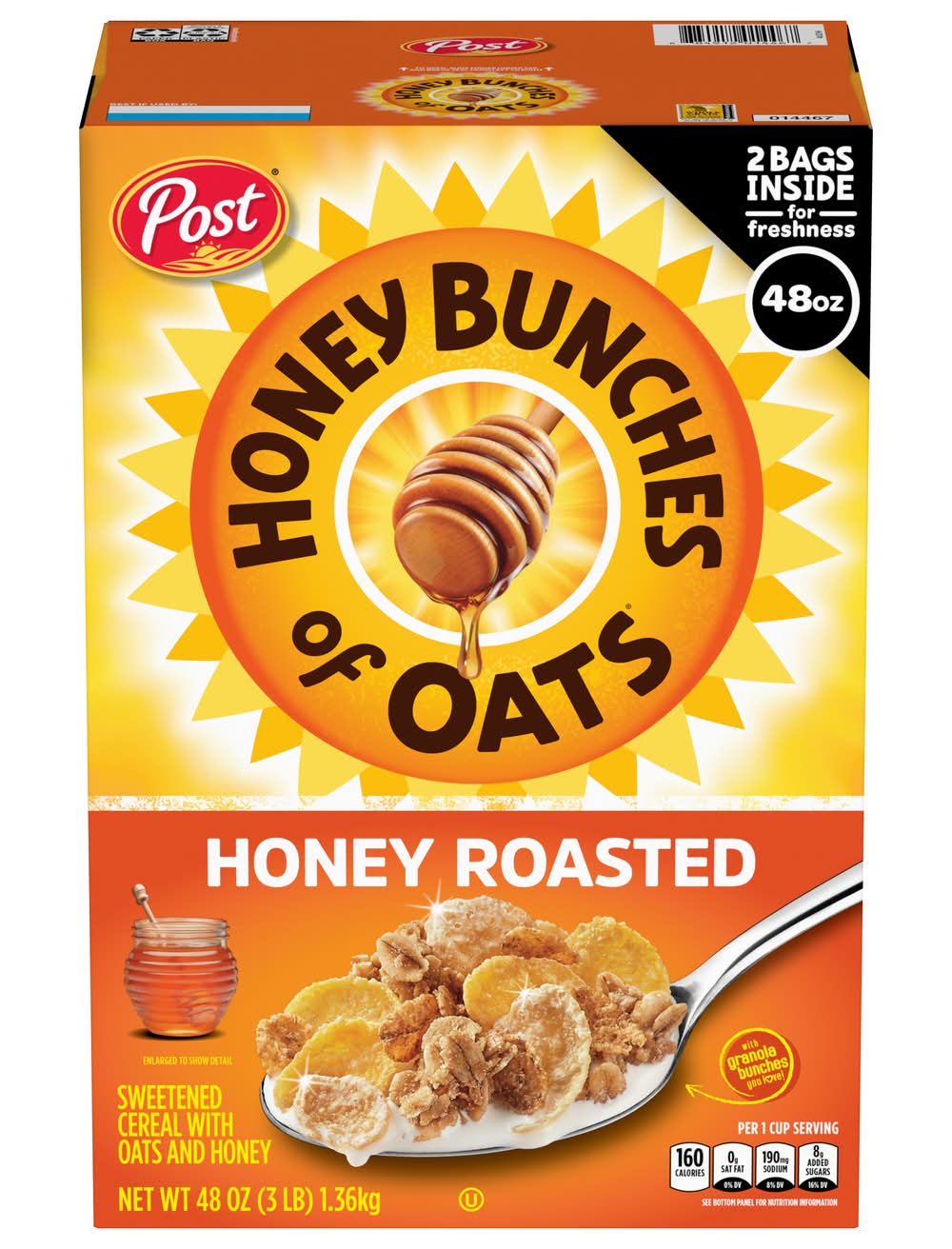 Honey Bunches Of Oats Crunchy Honey Roasted Cereal (48 oz, 2 ct)