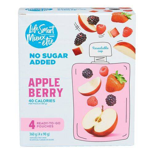 Life smart snacks de fruits de pomme berry serré (4/90 g) - apple berry squeezable fruit snacks (4 x 90 g)