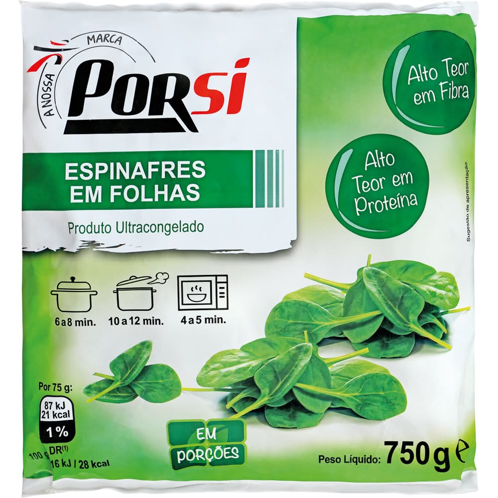PorSi  - Espinafres em folhas, embalagem de 750g