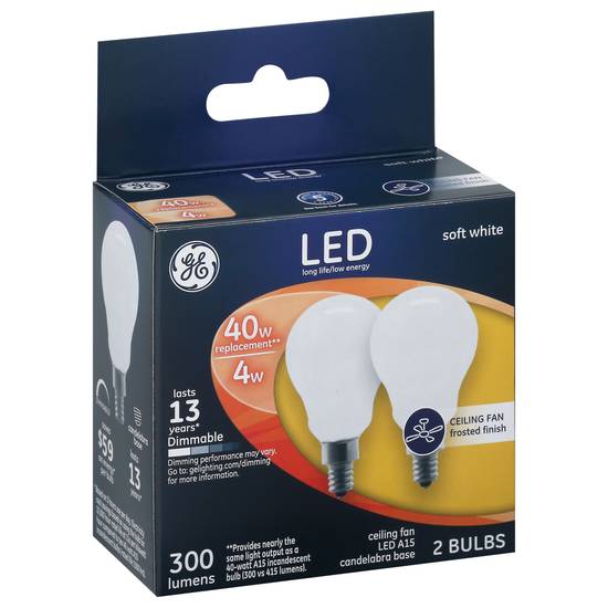 Ge 300 Lumens Led Soft White Light Bulbs (2 bulbs)