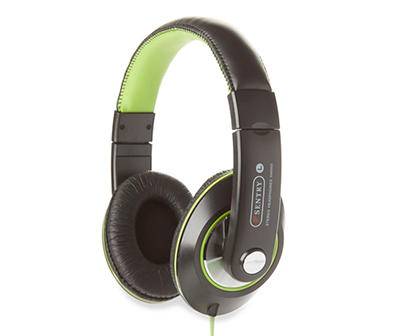 Sentry Deep Bass Stereo Headphones, Black-Green