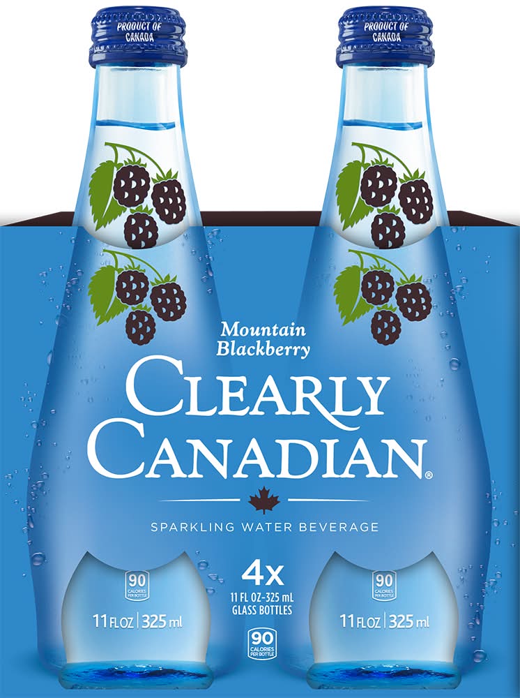 Clearly Canadian Sparkling Water, Mountain Blackberry (4 x 11 fl oz)