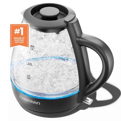 Chefman Electric Kettle With Tea Infuser and Removable Lid, Black
