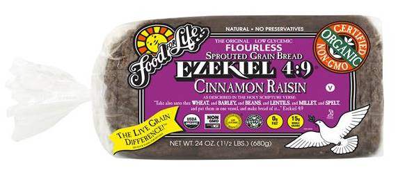 Pão de forma bio germinados canela e passas