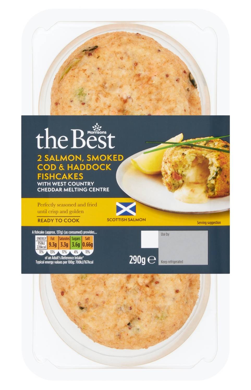 Morrisons The Best Naked Smoked Cod & Salmon Fishcake & Cheese Centre 2Pk 290G
