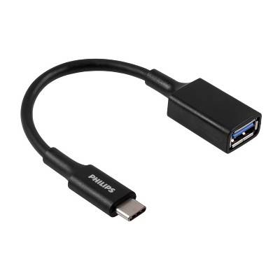 Philips Usb-C To Usb 3.1 Female Adapter, 7.7", Black