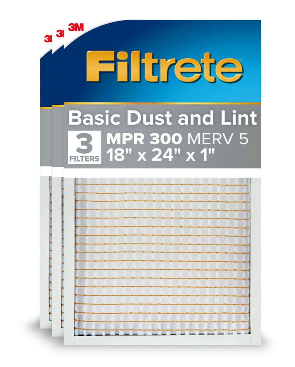 Filtrete 18 x 24 x 1 MERV 5 300 MPR Basic Dust and Lint Electrostatic Air Filter 3 -Pack