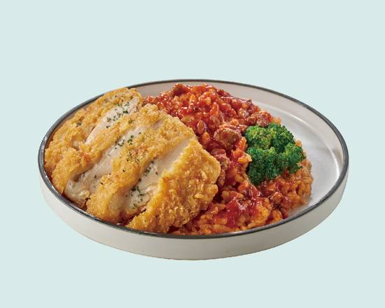 紅醬 XL 勁辣炸雞燉飯 XL Crispy Deep-Fried Chicken Risotto with Chili Sauce