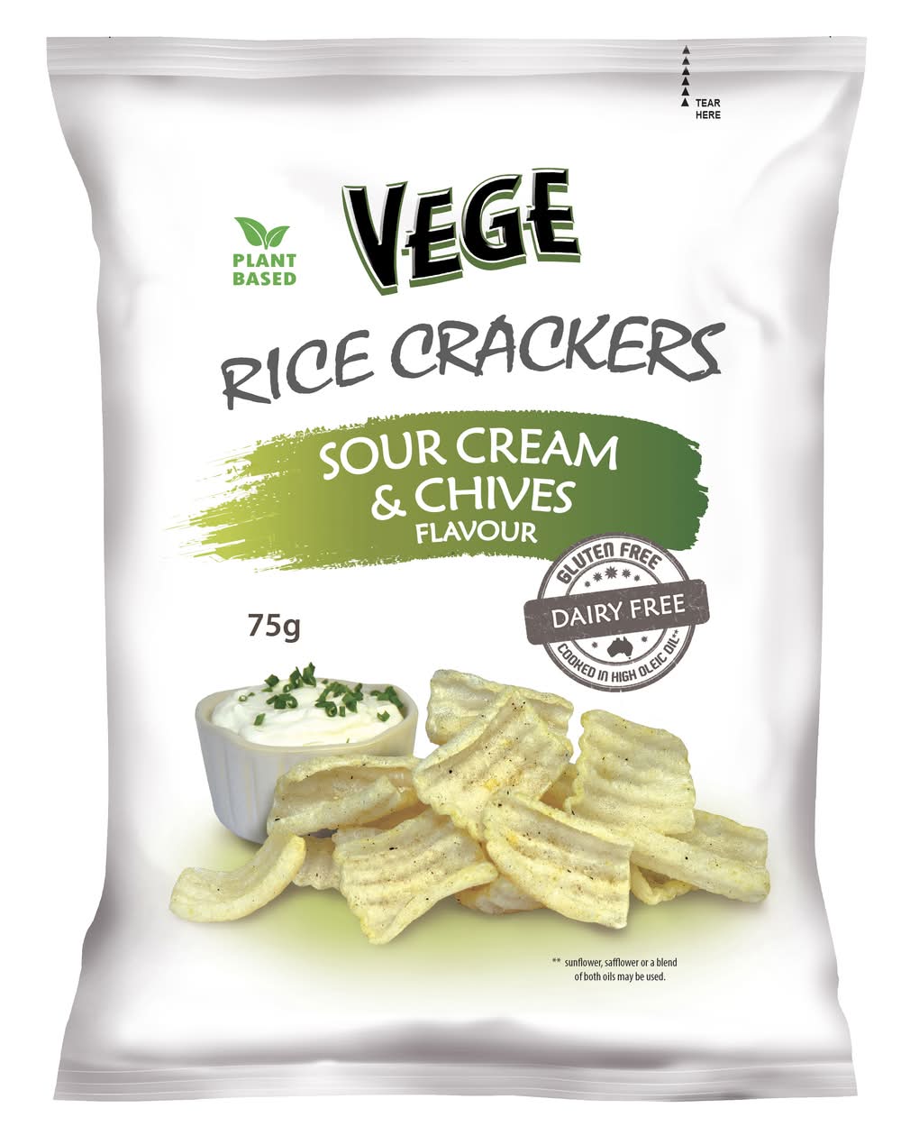 Vege Chips Rice Crackers, Sour Cream-Chives (75g)