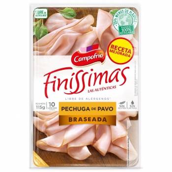 Pechuga de Pavo braseada en lonchas finas Campofrío Finissimas sin gluten y sin lactosa 115 g