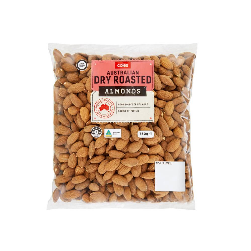 Coles Dry Roasted Almonds 750g