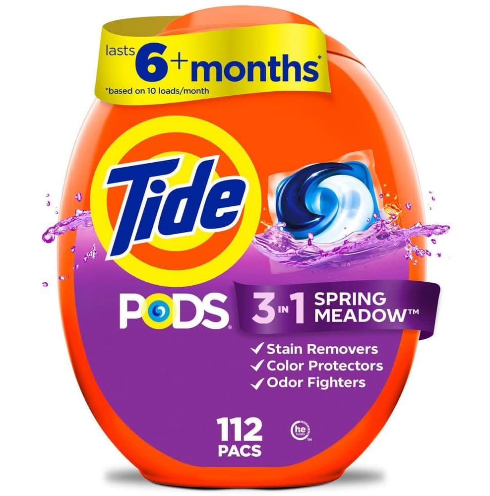 Tide 3 In 1 Spring Meadow Scent Liquid Laundry Detergent Pods, 112-Count