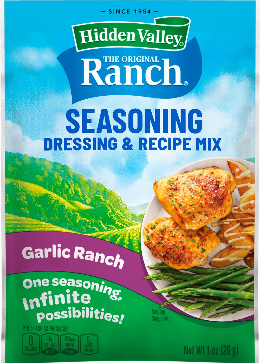 Hidden Valley Original Seasoning Salad Dressing and Recipe Mix, Garlic Ranch (1 oz)