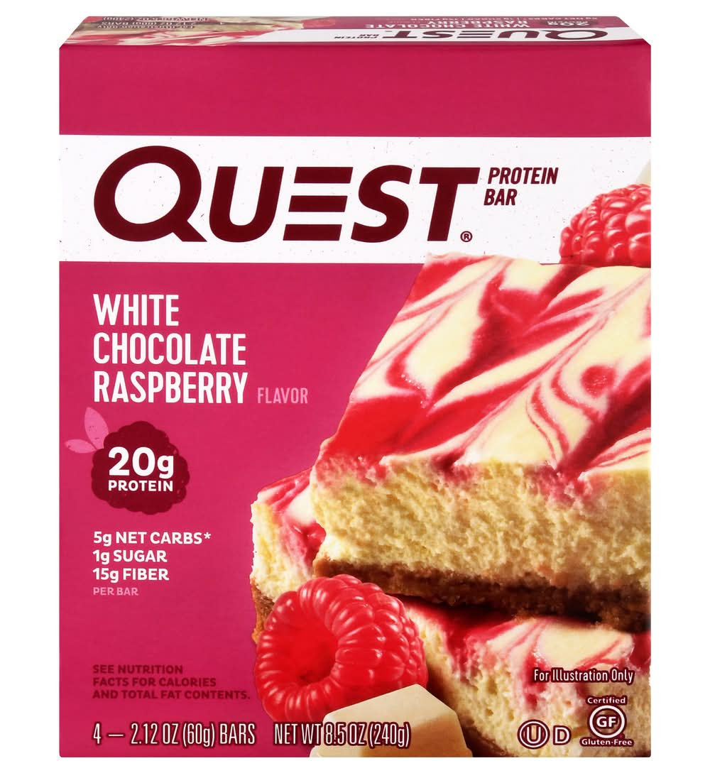 Quest Protein Bar, White Chocolate Raspberry (4 x 2.12 oz)