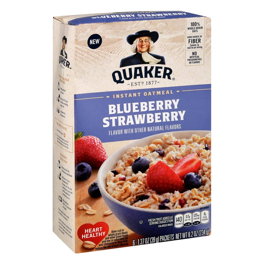 Quaker Instant Oatmeal, Blueberry-Strawberry (1.37 oz, 6 ct)