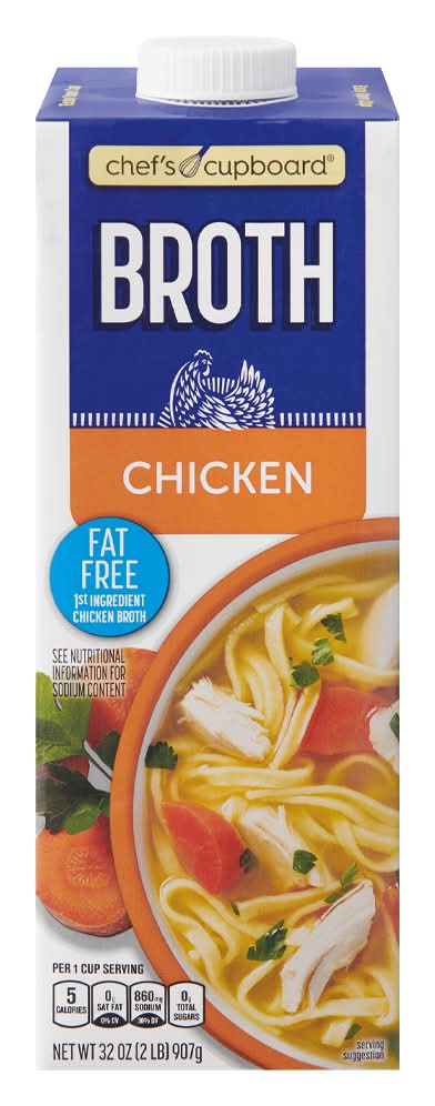 Chef's Cupboard Fat Free Broth, Chicken (32 oz)