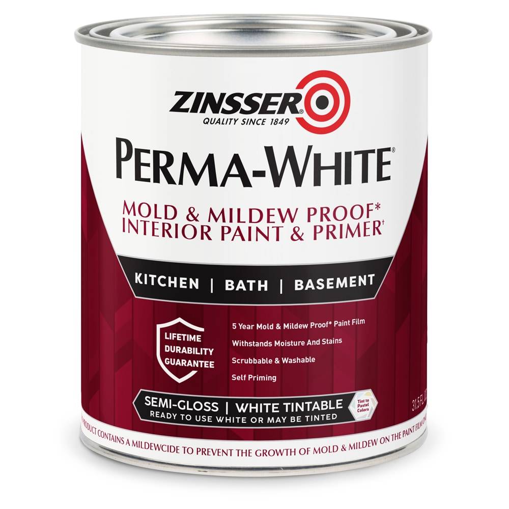 Zinsser Semi-gloss Perma-White Tintable Latex Interior Paint + Primer (1-quart) | 047719027546