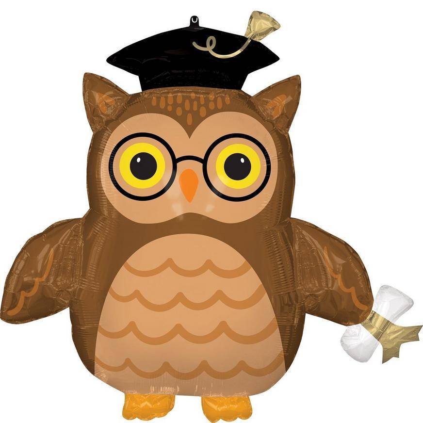 Anagram Uninflated Wise Owl Graduation Foil Balloon, 30 in x 29 in